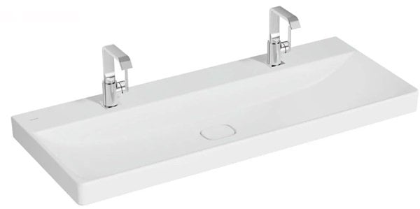 Vitra 7530B001-0041 Metropole Asma Lavabo Çift Armatür Delikli,120cm,Mat Beyaz.